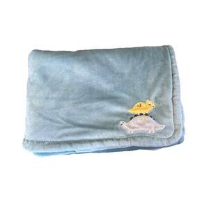 Carter’s Blue / Sea green Plush Baby Receiving Blanket  Dinosaurs 28x38”